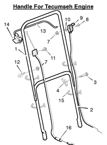 Handle For Tecumseh Engine Diagram and Parts List for 20213X199A 1996 Briggs and Stratton Lawn Mower